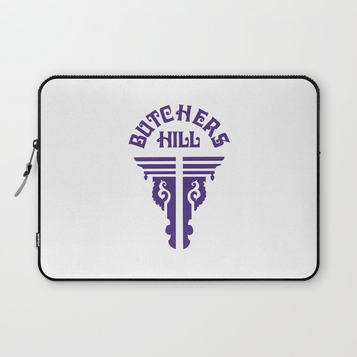 Butchers Hill Vertical Logo, Purple Laptop Sleeve