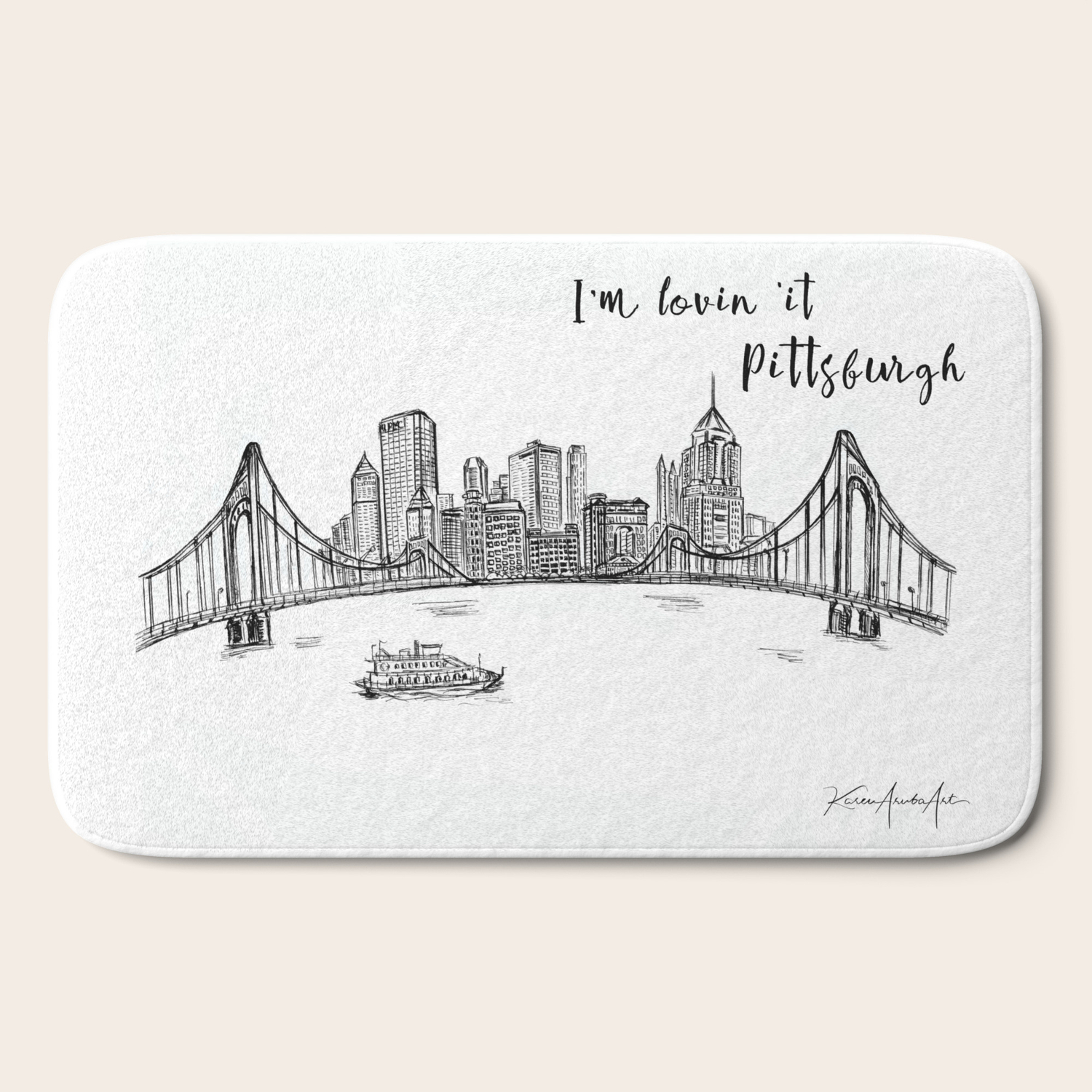 Ink Sketch Pittsburgh Skyline Bath Mat By Karenaruba Society6 The best selection of royalty free pittsburgh skyline vector art, graphics and stock illustrations. society6