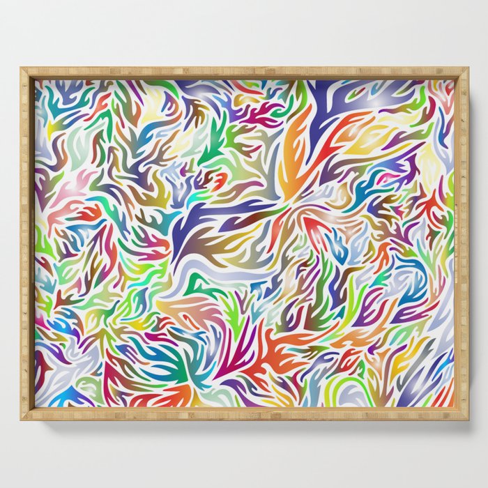 Abstract multi colour flames. Serving Tray