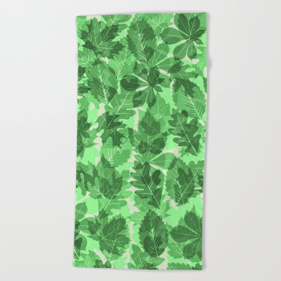 Green Leaves Beach Towel