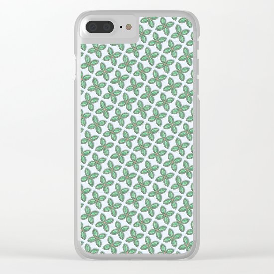 Mint Leaf Pattern Clear iPhone Case