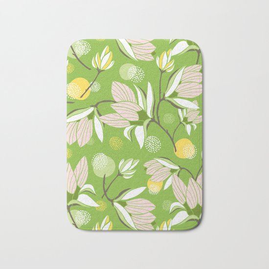 Magnolia Blossom Greenery Bath Mat