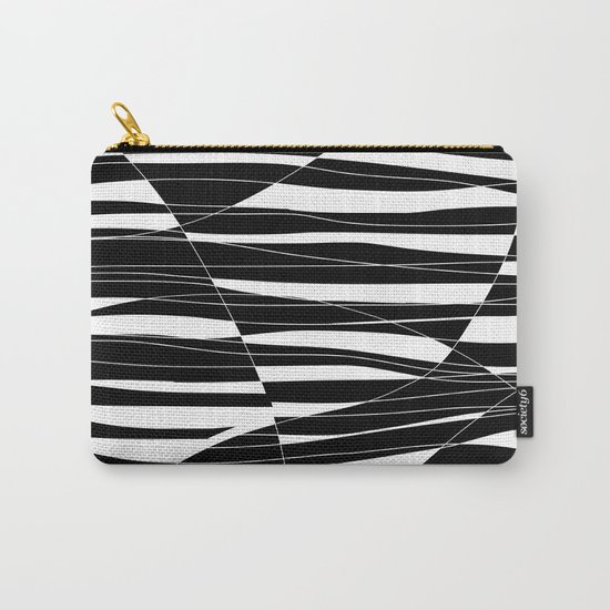 Carved Black and White Wave Carry-All Pouch