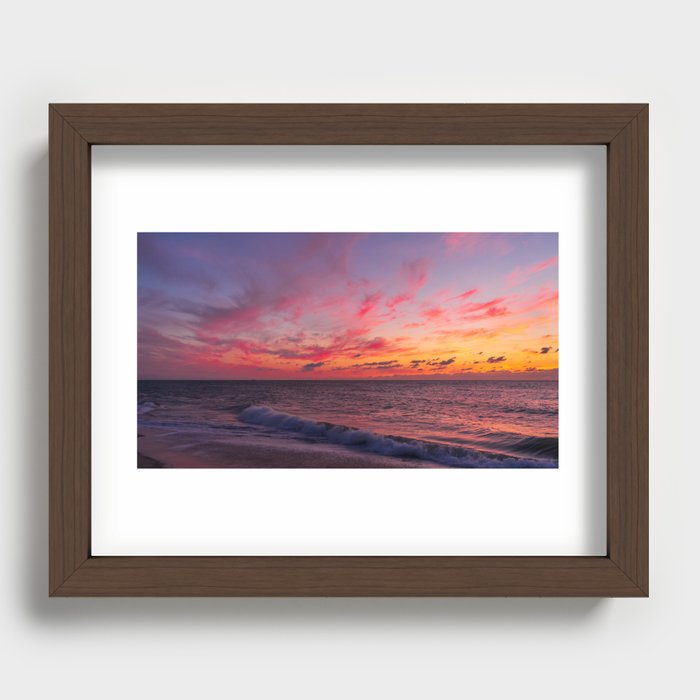 Magical sunset colors in the sky above the sea Recessed Framed Print