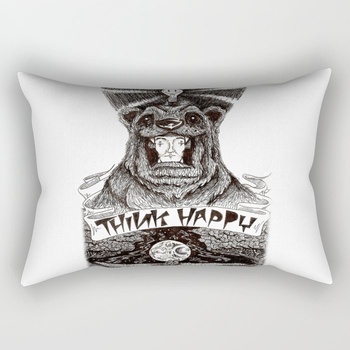 'Think Happy Bear' Rectangular Pillow