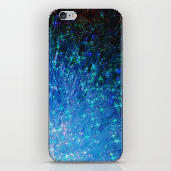 GALACTIC SCALES Sea Scales in Deep Royal Marine Navy Blue Tones, Stars Abstract Acrylic Painting iPhone & iPod Skin