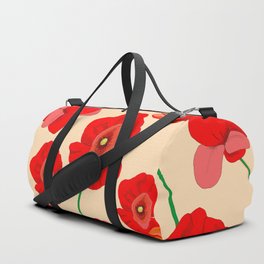 Red Poppy Meadow Duffle Bag