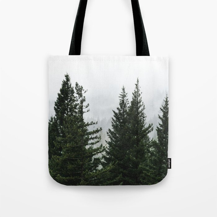 Wanderlust Forest V - Mountain Adventure in Foggy Woods Tote Bag