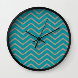 Viridian and Rose Zigzags Wall Clock