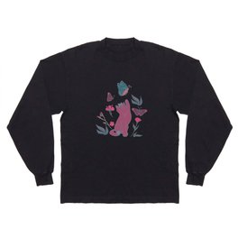 Cat's play - green and coral Long Sleeve T-shirt
