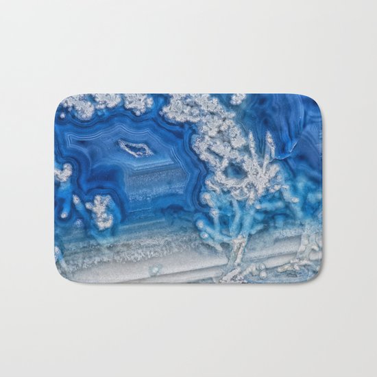 Blue whte agate crystal Bath Mat