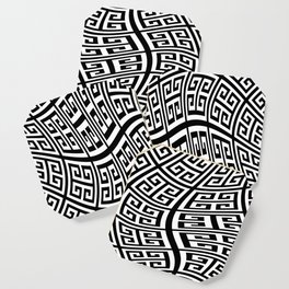 Black and White Greek Key Pattern Liquify Coaster