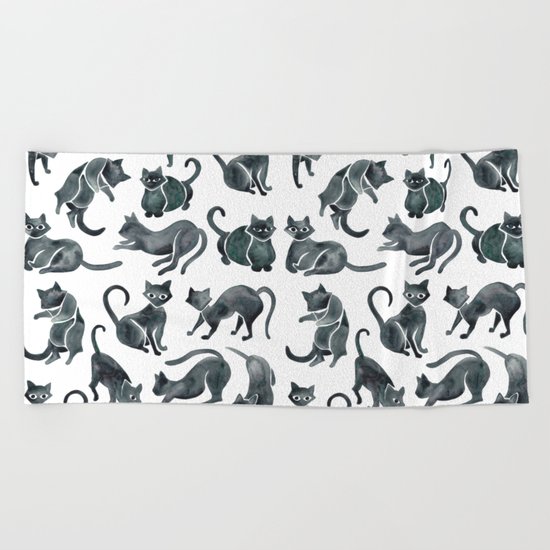 Cat Positions – Black Palette Beach Towel
