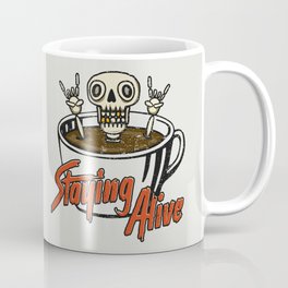 Staying Alive Skeleton Drink Coffee Retro Skull Distressed Coffee Mug