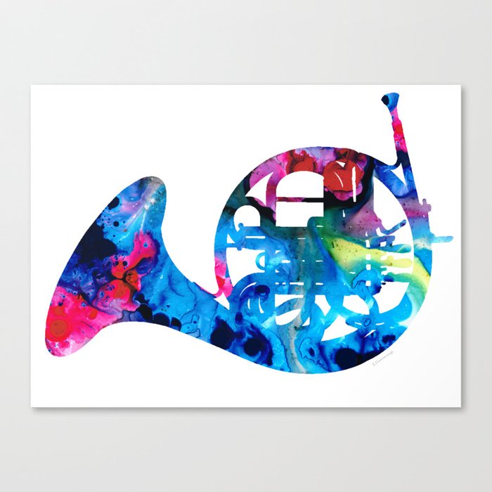 Colorful French Horn 2 - Cool Colors Abstract Art Sharon Cummings Canvas Print