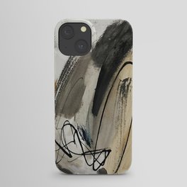 Drift [5]: a neutral abstract mixed media piece in black, white, gray, brown iPhone Case
