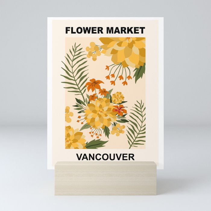 Flower Market | Vancouver, British Columbia | Floral Art Poster Mini Art Print