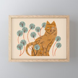 Ginger Tabby And Wildflowers Framed Mini Art Print