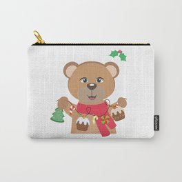 Cute teddy bear holding Christmas cookies Carry-All Pouch