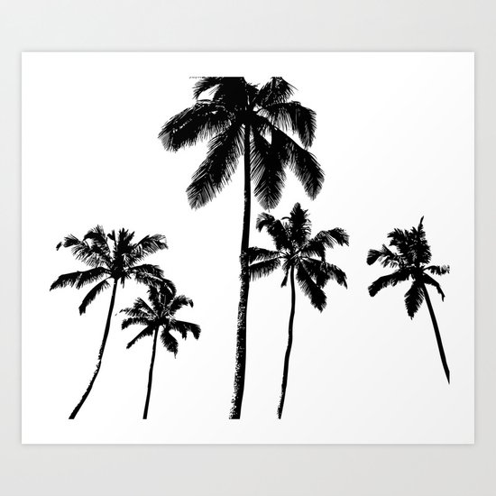 Monochrome tropical palms Art Print