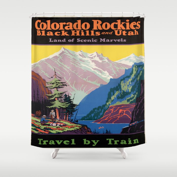 Vintage poster - Colorado Rocky Mountains Shower Curtain