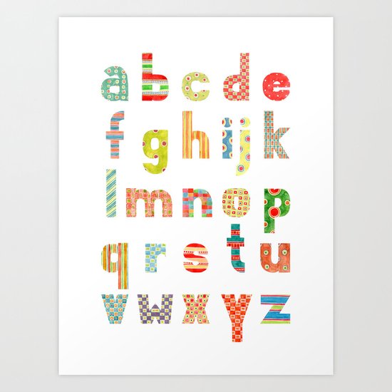 Alphabet with patterns Art Print