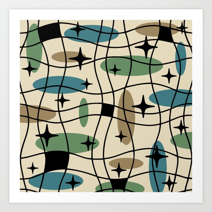 Mid Century Modern Atomic Starburst Pattern 426 Googie Art Print