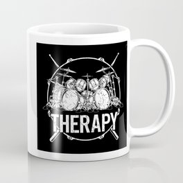Drummers Therapy Drum Set and Crossed Drum Sticks Coffee Mug