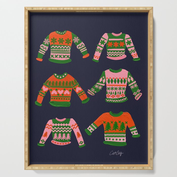 Christmas Sweaters – Green & Red Serving Tray