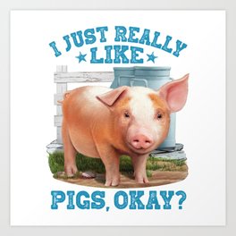 Cute Young Pig Farm Motive Art Print