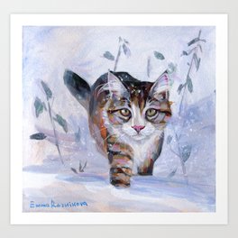 Snow cat Art Print