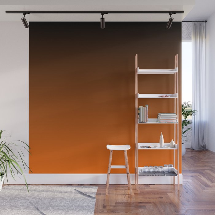 Autumn Burnt Orange And Black Gradient Ombre Pattern Wall Mural