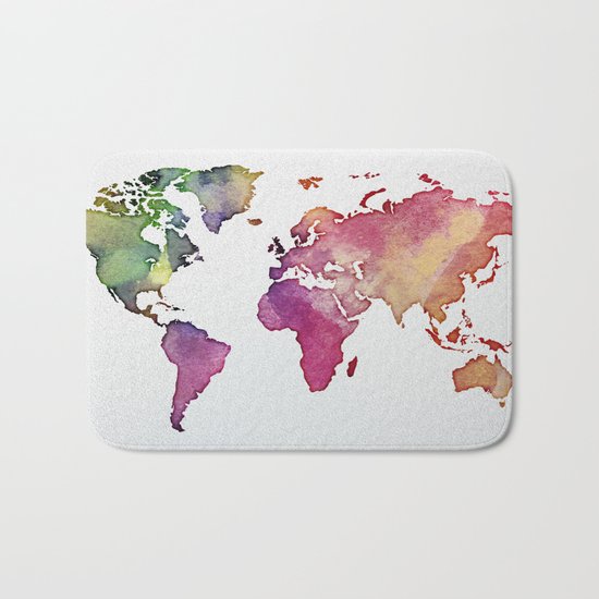 Multicolor World Map 01 Bath Mat