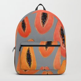papaya coral on gray Backpack