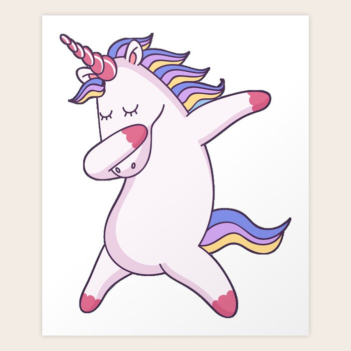 Dabbing Rainbow Unicorn Art Print by levelworry | Society6