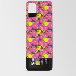 Retro Tropical Hot Pink Garden Flowers Navy Blue Android Card Case