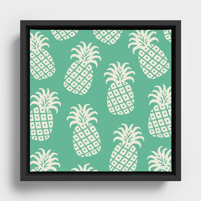 Pineapple Twist 335 Green and Beige Framed Canvas