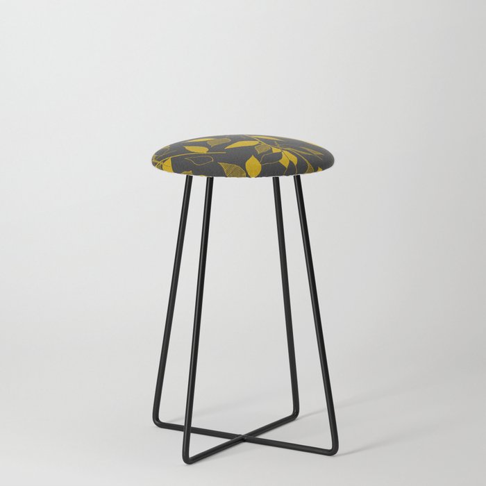 Yellow Gold and Grey Foliage Counter Stool