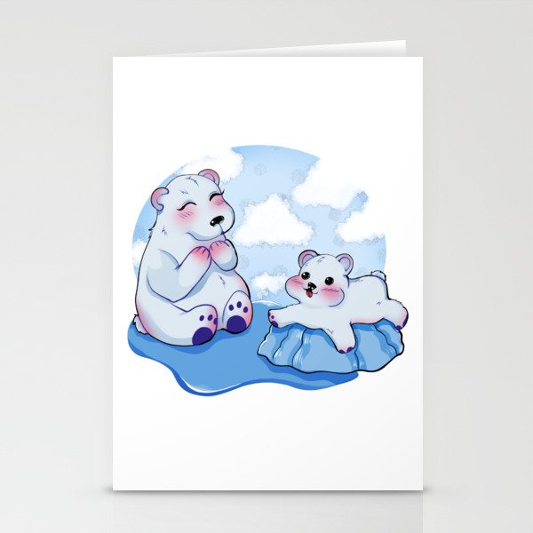 Polar Bears in a Winter Paradise   Stationery Cards