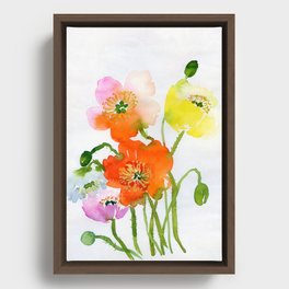 colorful poppies in watercolor Framed Canvas