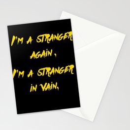 I'm a stranger Yellow on Black Writing Stationery Cards