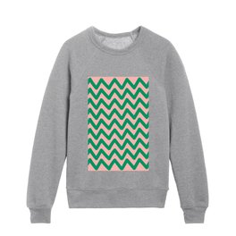 Groovy Pink Green Lines  Kids Crewneck