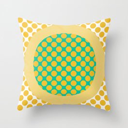 Golden Polka Dots and Chic Green 01   Throw Pillow