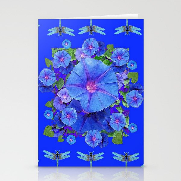 BLUE MORNING GLORIES DRAGONFLIES ART Stationery Cards