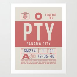 Luggage Tag B - PTY Panama City Art Print