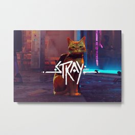 Stray Game Metal Print | Cat, Graphicdesign, Cute, Straygame, Pop Art, Comic, Pattern, Digital, Illustration, Graphite 