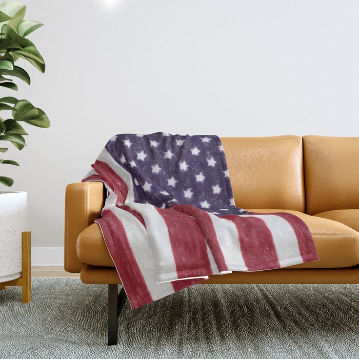 United states flag - the Crayon and colored pencils version Throw Blanket