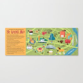 Illustrated Map of St. Louis Canvas Print