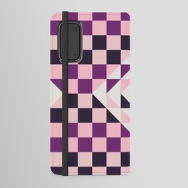 Pink and purple gingham checked ornament Android Wallet Case