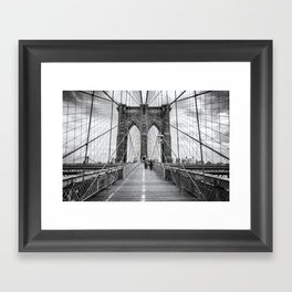 Brooklyn Bridge, New York City (rustic black & white) Framed Art Print